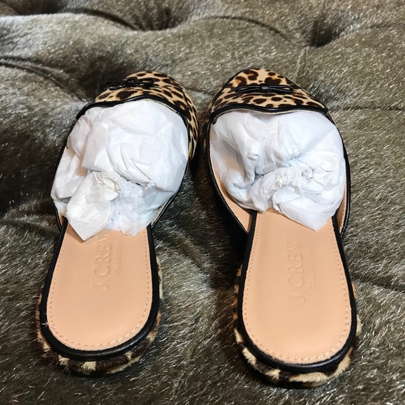 J CREW LEOPARD PRINT CALF HAIR MULES NIB. - Picture 4 of 8